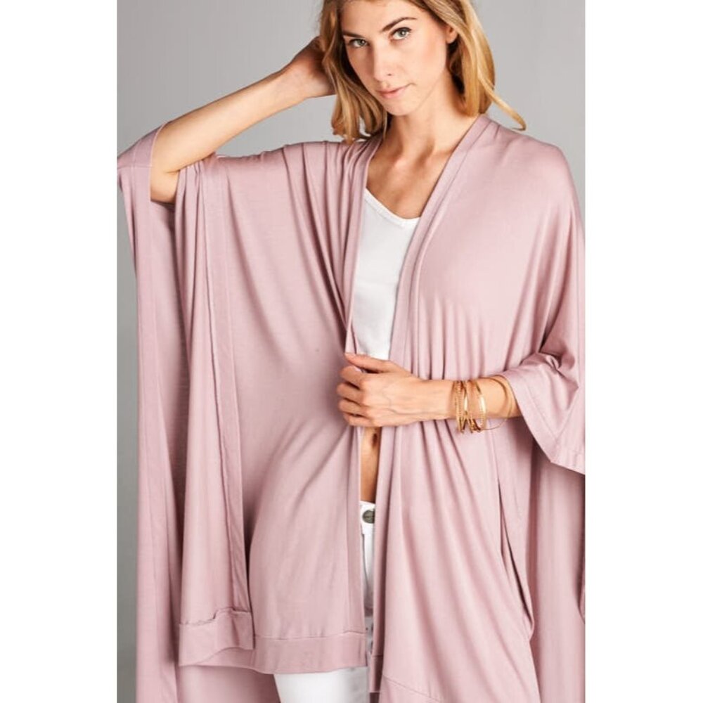 NEW Oversized Poncho Cardigan Wrap Kimono - Blush Pink - Picture 2 of 6